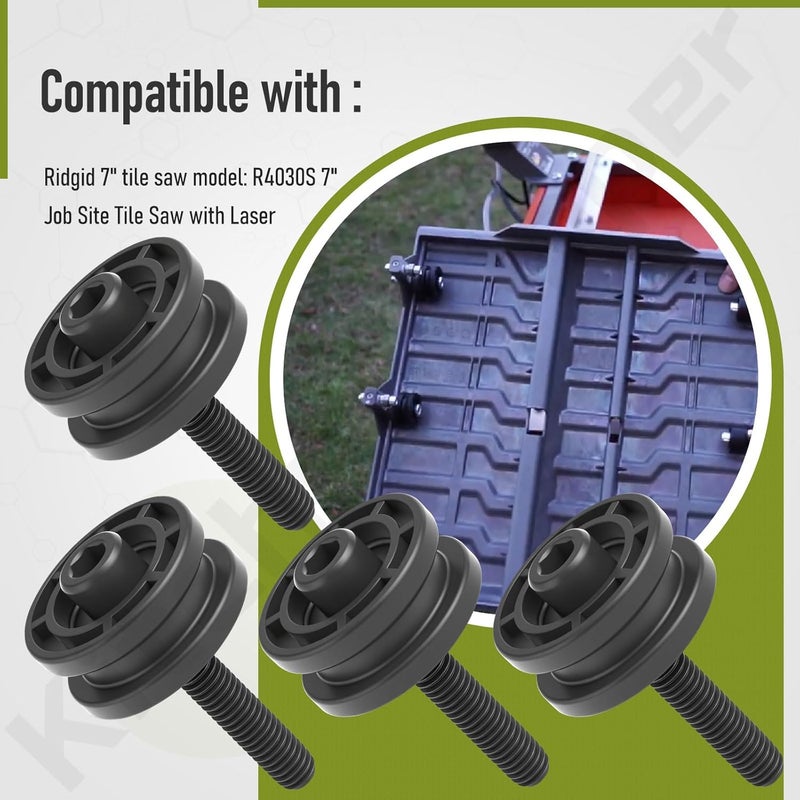 KitchenKipper 305784005 305784001 Tile Saw Roller Assembly Compatible with Ridgid DT180EVO, Fits 7" Tile Saw models R4030 R4030S R4031 R40311, Replaces 089041054704 524820001 (4 PCS) - Image 5